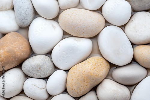 Smooth River Stones and Pebbles in Various Tones for Natural Decoration or Textures