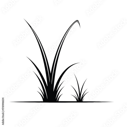 Vector illustration of black silhouette of grass blades