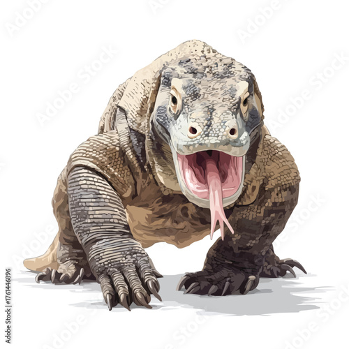 Realistic Komodo Dragon Vector Illustration