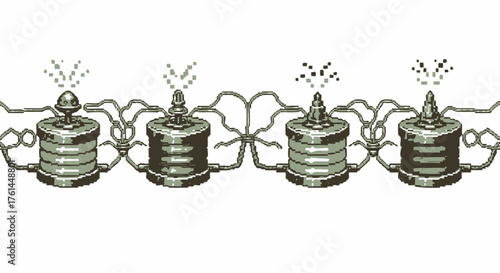 Electrical Cell Battery Border Intricate Design of Cells in a Row