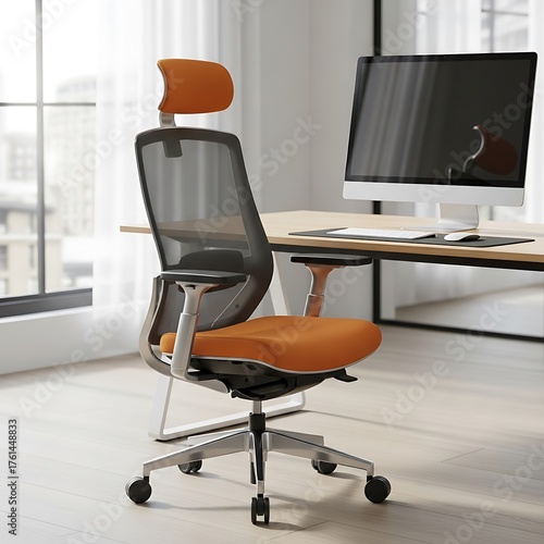 Ergonomic Orange Office Chair - Comfort and Support for Productive Work.