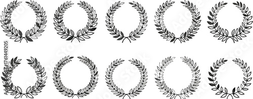 Set of laurel wreath vector illustrations decorative design elements for awards and achievements iso