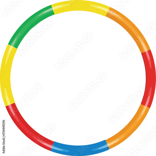 Colorful hula hoop sections a segmented plastic toy for fitness and recreation isolated on white