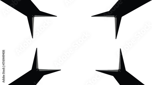 Abstract geometric shape simple black design element isolated on white background