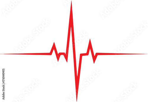 Red heartbeat pulse line vector illustration for medical or health concept isolated on white backgro