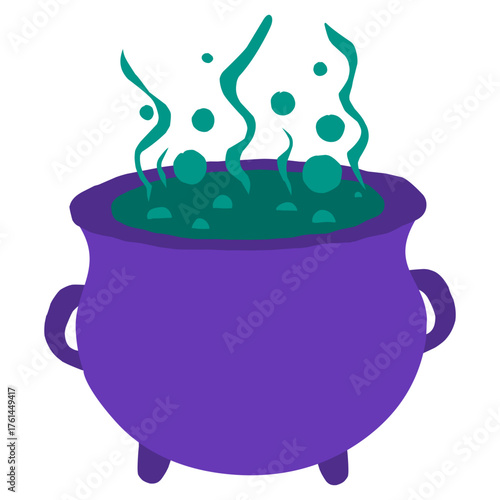Bubbling Witch Cauldron Vector Icon - Magic Potion Halloween Brew