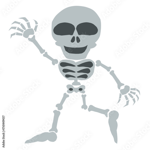 Waving Dancing Skeleton Vector Icon - Friendly Spooky Halloween Greeter