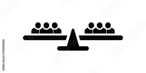 Balanced People Scale Icon, Equality Symbol, Social Justice Vector for UI