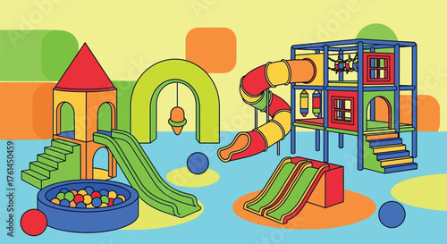 Colorful indoor playground equipment for kids play area design
