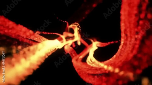 Abstract swirling vortex of fiery orange and yellow light