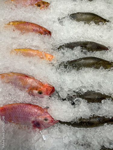 Quadro su tela Sale is fresher than fish in the market in Thailand