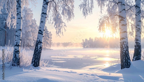 Wallpaper Mural 美しい雪景色の大自然の中の黄昏時、あるいは夜明けの幻想的な風景 Torontodigital.ca