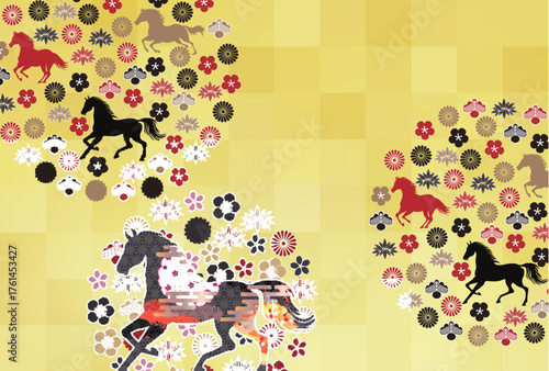 午　年賀状　干支　背景