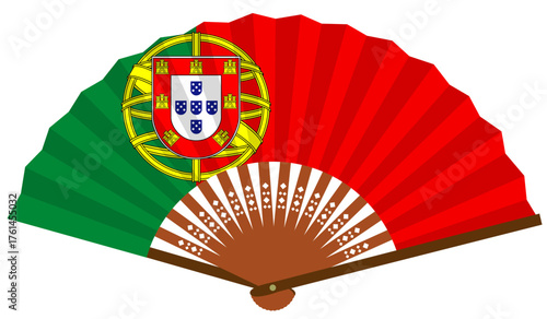 ポルトガル　南ヨーロッパ　国旗　和風　扇子