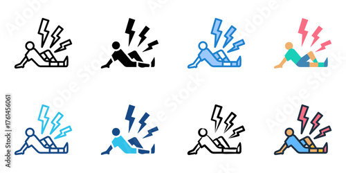 Injured athlete icon set multiple style collection 
