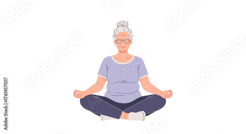 Elderly Woman in Meditation Finding Inner Peace and Relaxation Through Yoga and Mindfulness