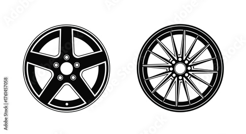 Two automotive wheel designs shown in a black and white illustration