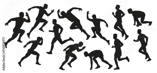 collection of running man silhouettes in different poses 