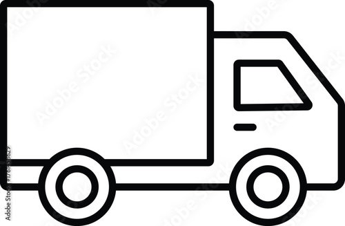 (Editable Stroke) Adobe Illustrator Artwork; Premium Quality Line Art Design - Minimalist Icon of a Delivery Truck for Logistics and Transportation Needs