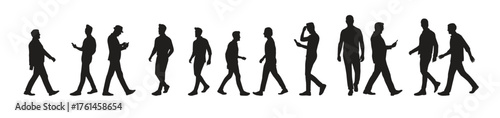 collection of walking man silhouettes in different poses 