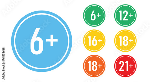 Age rating symbols showing different content suitability levels for viewers