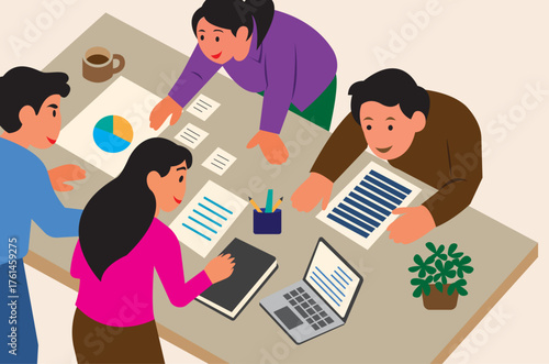 group of young creative people discussing business brainstorming meeting