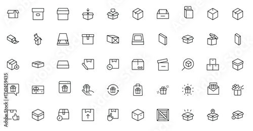 Elegantly Crafted Gift Box & Packaging Icon Set: Perfect for Celebrating Special Occasions, Events, and Holidays with High-Quality Icons that Enhance Branding, Digital Designs, and Print Media"