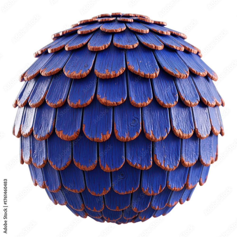 Obraz premium Seamless sphere of blue wooden shingle isolated on transparent background