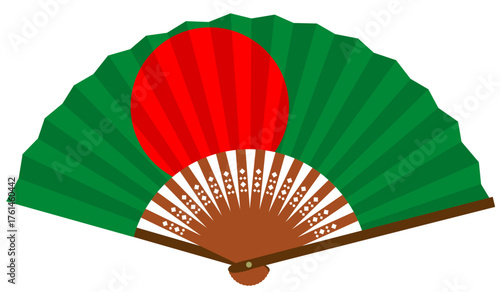 バングラデシュ　南アジア　国旗　和風　扇子