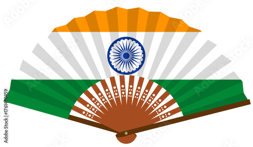 インド　南アジア　国旗　和風　扇子