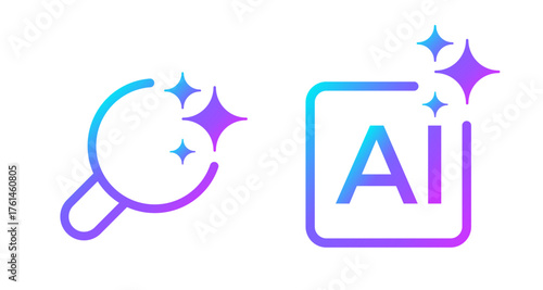 AI generate with square and stars icons. Vector symbols for artificial intelligence and creativity apps. Sparkles generate prompt.