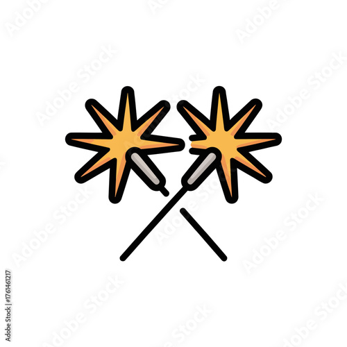 Colorful sparkler icons on a white background