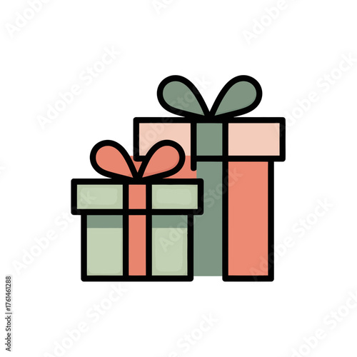 Colorful gift boxes with bows in simple vector illustration