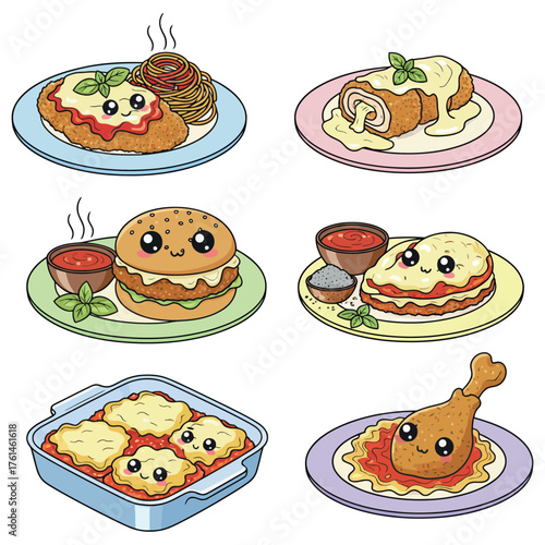 Chicken Parmigiana  Vector. Chicken Parmigiana  Vector bundle. Chicken Parmigiana  vector, illustration, lineart, clipart 