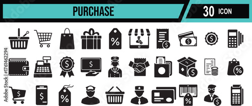 Vector art of collection of 30 purchase and retail icons