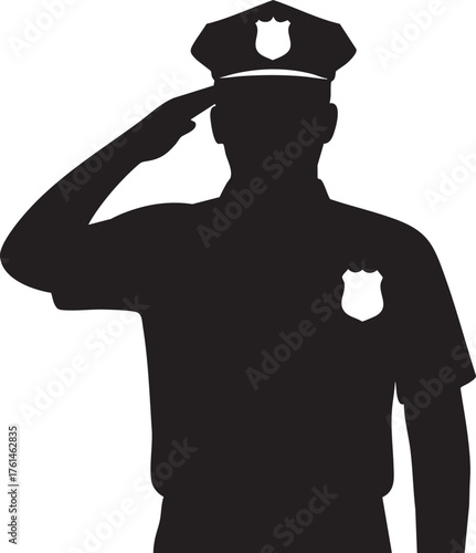 Police officer saluting silhouette vector