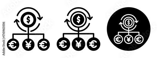 Currency Conversion Icon Collection Glyph & Mixed Style