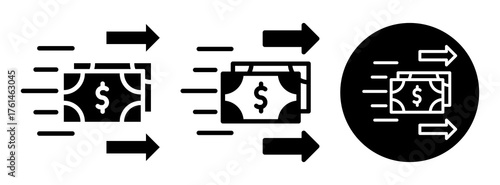 Money Transfer Icon Collection Glyph & Mixed Style