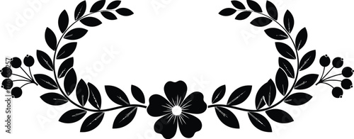 Floral wreath vector graphic design element black and white