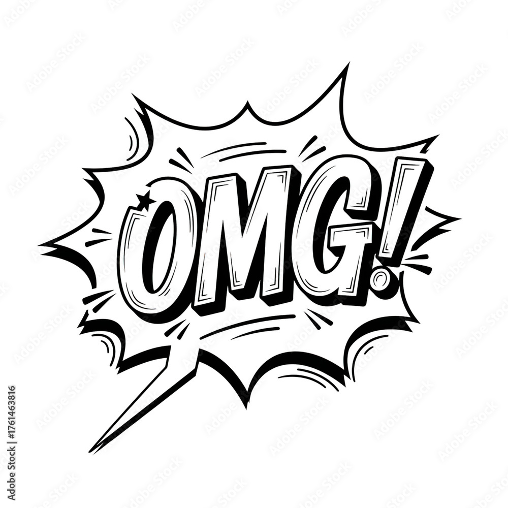 Fototapeta premium Comic Speech Bubble O M G isolated on a transparent background