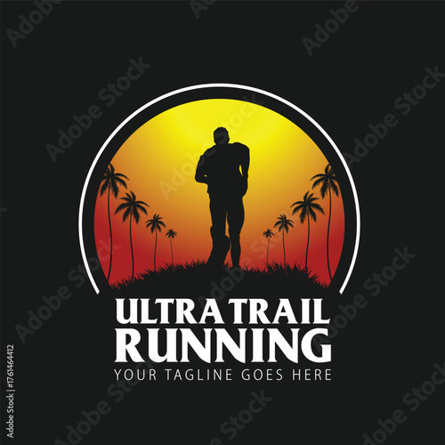 ultra trail run illustration image for background and logo vector