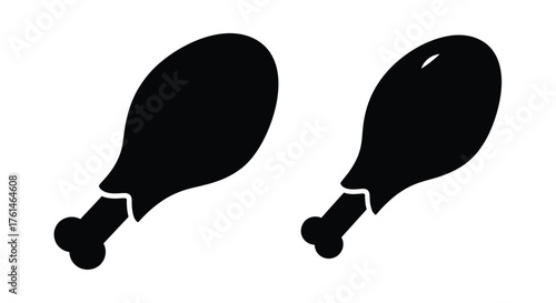 Simple black and white illustration of two chicken drumsticks clearly shown