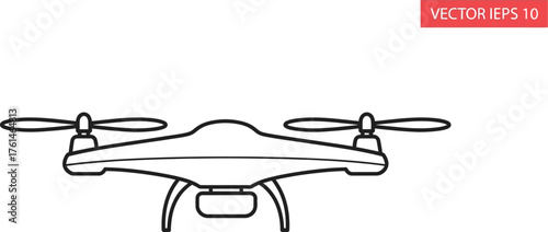 Minimalist outline of a drone with propellers on a white background vector image
