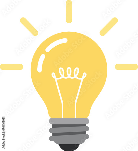 Lightbulb shining brightly representing a new idea or creative inspiration