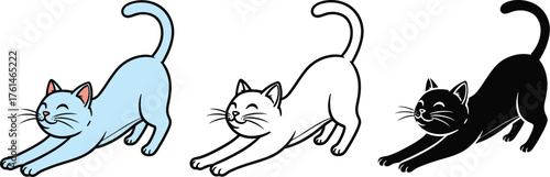 Cute stretching cats vector illustration design template