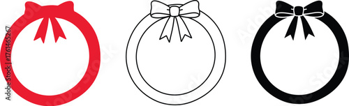 Festive red, black, and outline wreath frames with bows