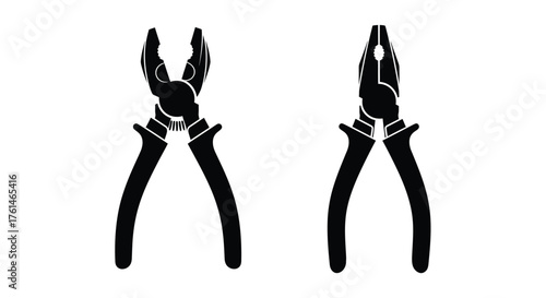 Two black and white tool silhouettes of pliers and combination pliers
