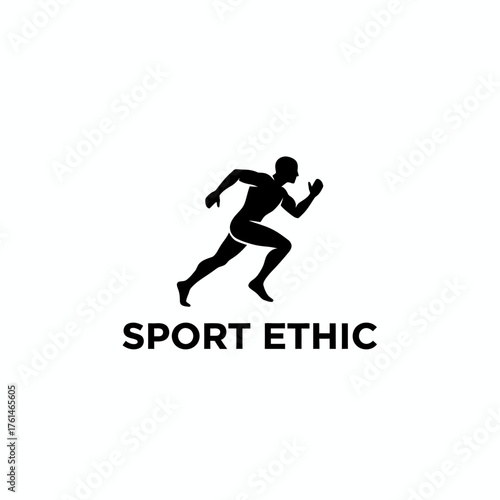 Monochrome Running Man Sport Ethic Silhouette Logo