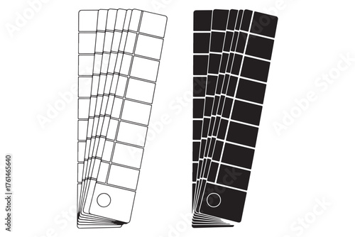 Color swatch fan deck displaying various shades and tones isolated on white background vector illustration