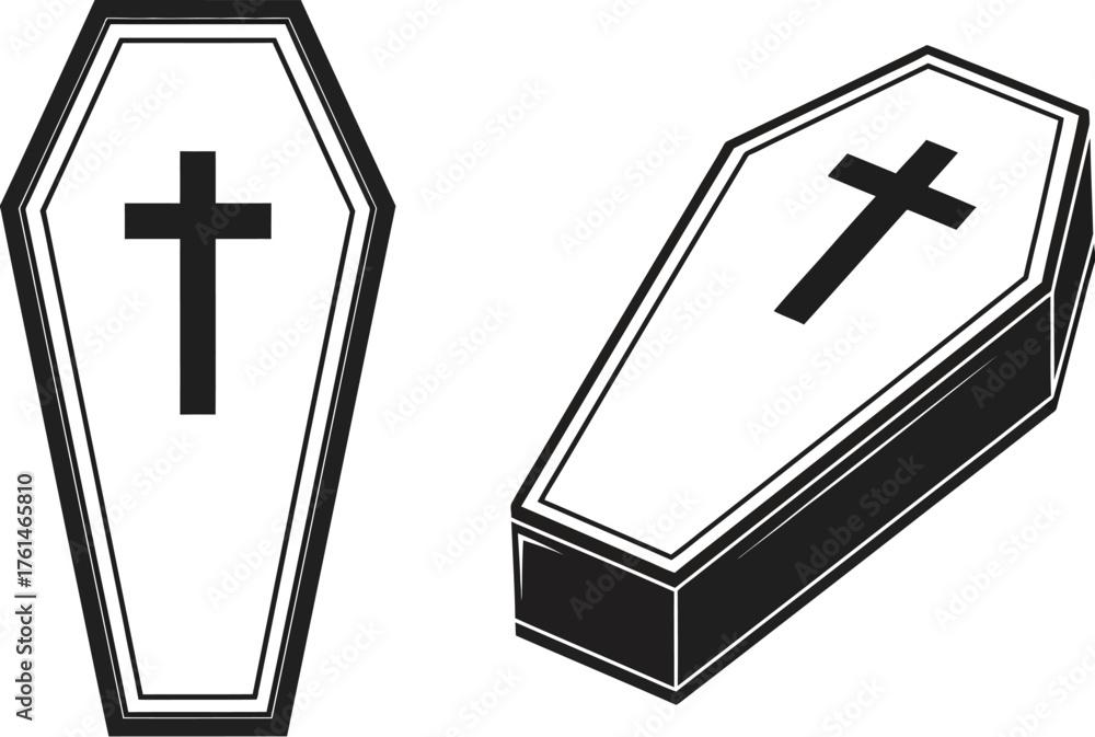 Fototapeta premium Coffin vector illustration funeral casket death graphic design